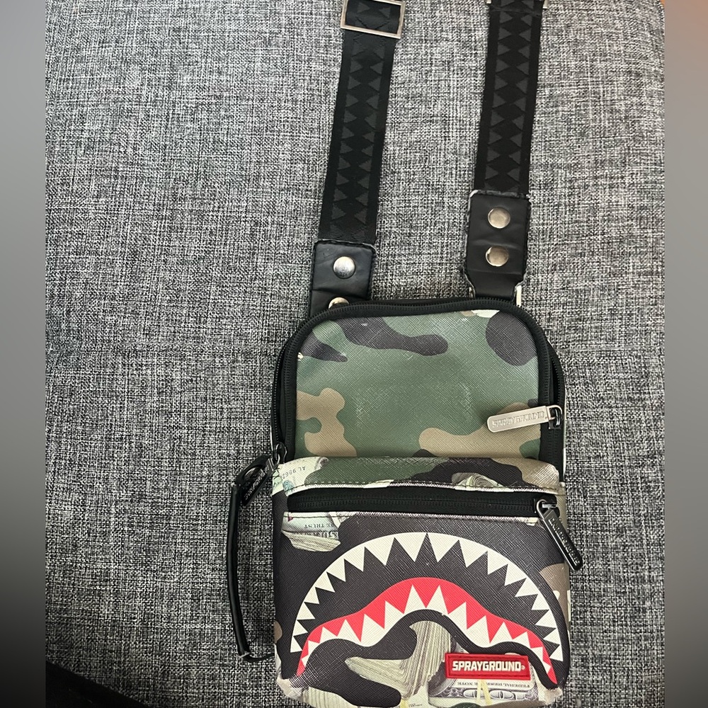 Camo money shark sprayground crossbody